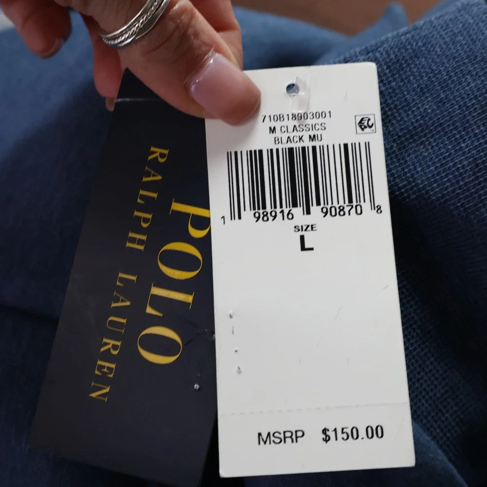 Polo Ralph Lauren Double Knitt Hoodie Mens L Blue Full-Zip Heathered $150 NWT